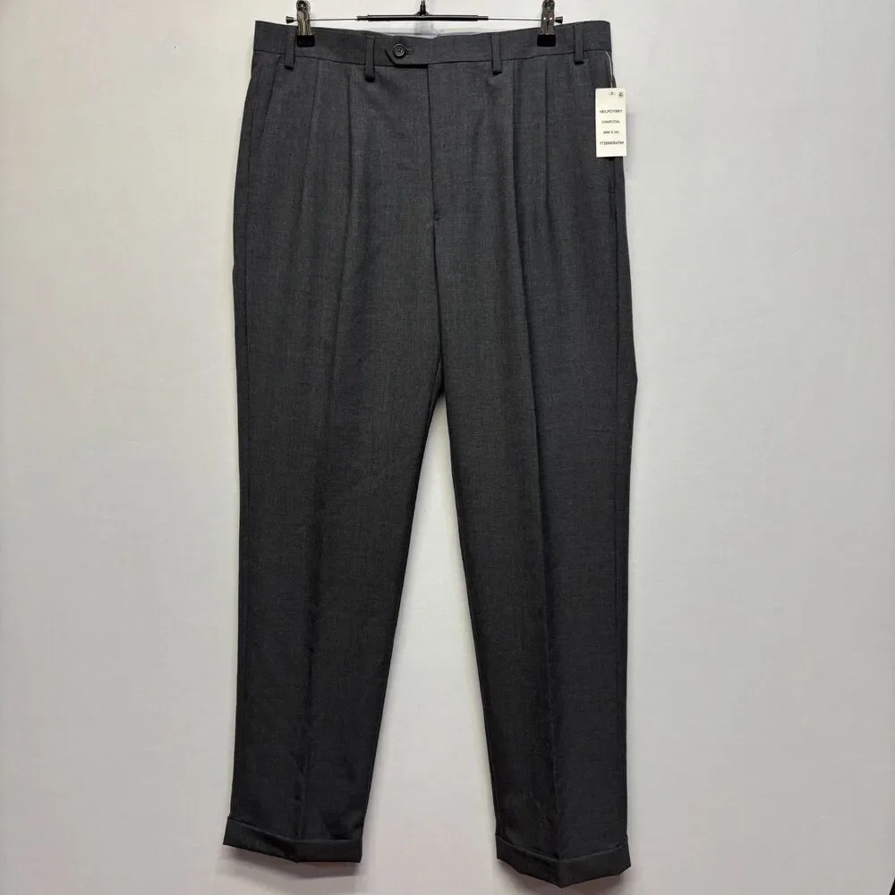 NWT Lauren Ralph Lauren Men Pleated Wool Blend Dress Pants 36x34 Gray D119 -26